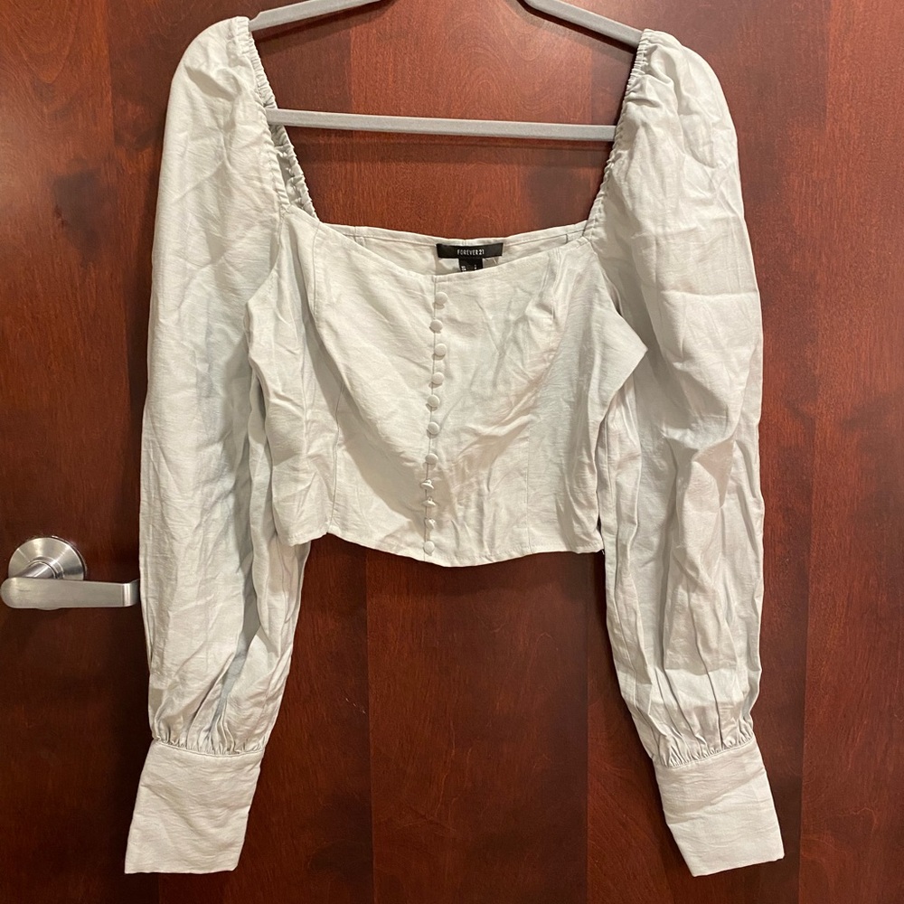 Square neck long sleeve crop top